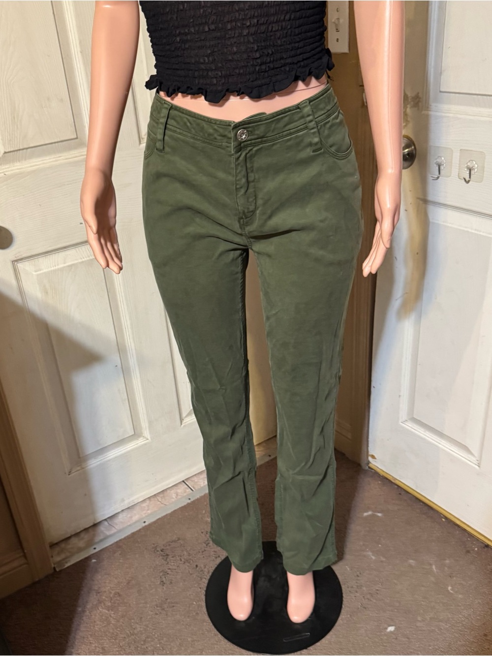 Pulp Olive Green Women's Stretch Slim Jeans L